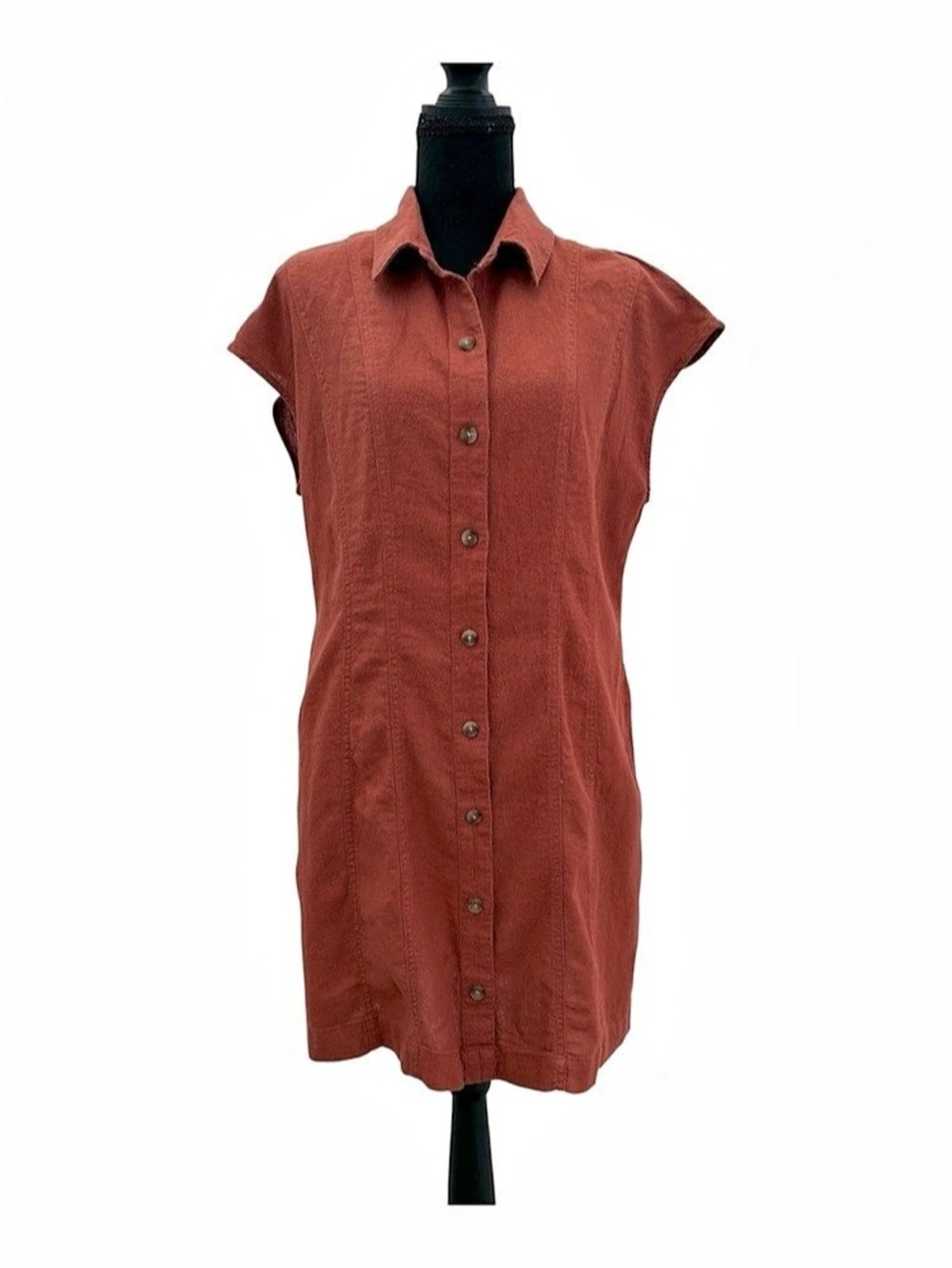 Universal Thread Short Sleeve Button-Front Mini A-Line Dress Red Medium